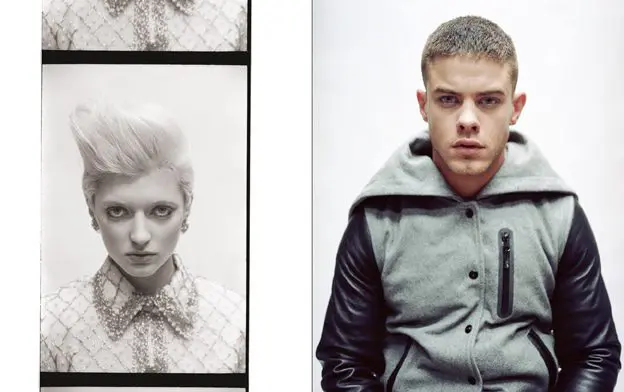 Sophie wears beaded dress from Relik London, earrings by Gogo Philip; Ryan wears nsw thermal varsity jacket by Nike