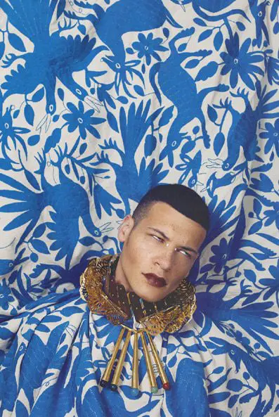 Dress worn as cape by Natalie Rae; Crown Necklace by Sarah Xie; Stone necklace by Olga Pastra