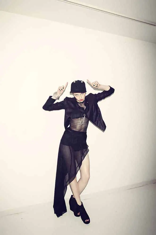 Jacket NUBOAIX, leotard BANAL CHIC BIZARRE, skirt A DEGREE FAHRENHEIT, others stylist’s own