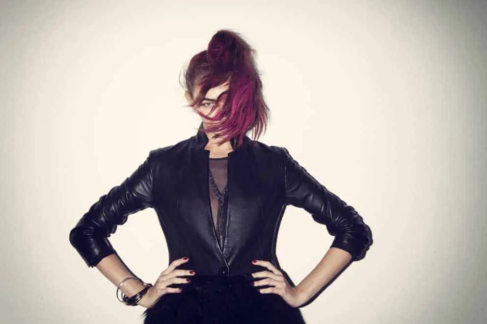 Coat by BOWIE, leotard by BANAL CHIC BIZARRE