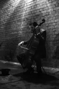 suit and shirt Ben Sherman, bow-tie and shoes Beyond Retro