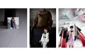 Schall & Schnabel Shoot: MIDDLE: Rosalie as before. Dino as before. RIGHT: Rosalie as before, Dino wears shorts, waistcoat & shirt IVAN MAN, t-shirt JULIAN ZIGERLI, shoes VELT, bag LOUISE FRIEDLANDER, necklace stylist own