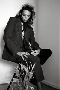 suit by Matthew Miller, neck tie by Scenery Label, neck chain by Jacey Withers, necklace by Scenery Label, rings by ASOS, shoes by Underground