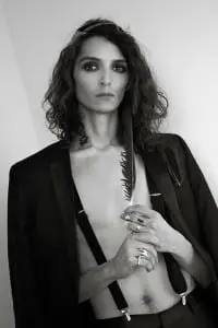 suit by Anthony Morato, braces by Topman, headband by Scenery Label