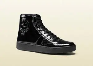 Gucci Black Soft Patent Leather High-top Sneaker