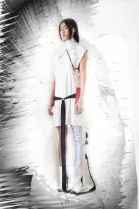 alain resnais, Je t'aime by Taner Tumkaya: Anita wears white shirt dress, necklace and orange & black belt by Harold Kensington, white neck panel by Mother of London