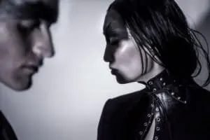 Je t'aime Taner Tumkaya: Mark wears black robe. Anita wears blazer by Morris Hanks, harness by Mother of London