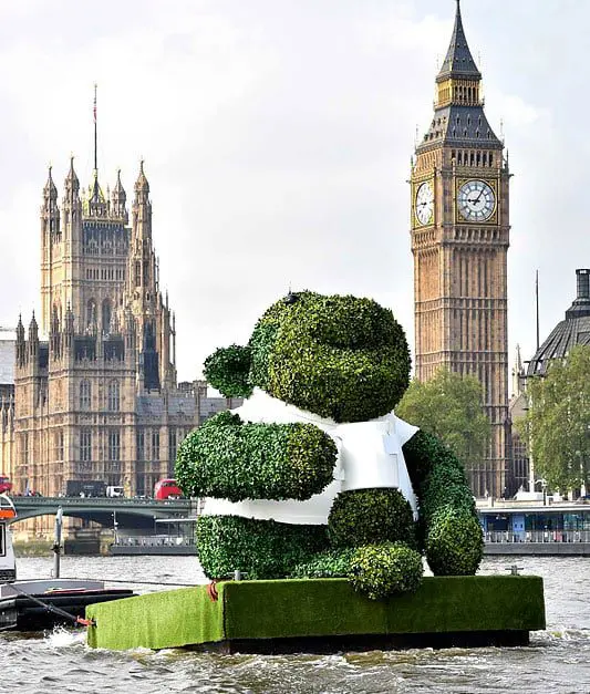 Giant Green Tea Monkey seen floating down the Thames