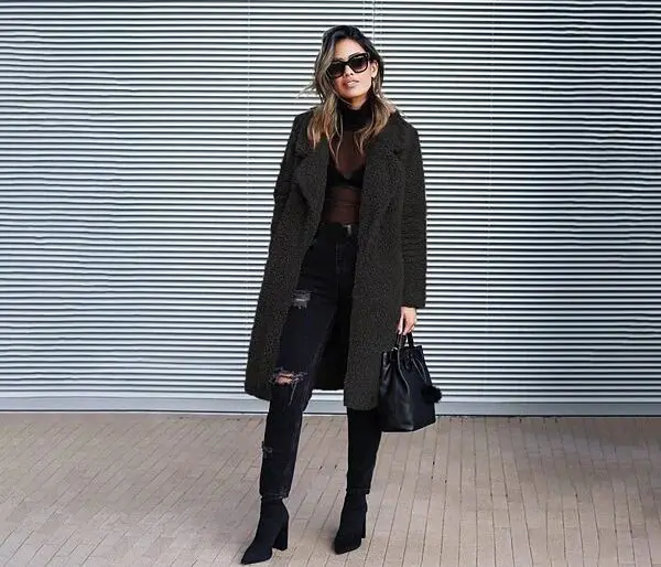 black teddy coat