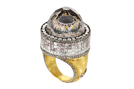 Jewellery Exhibition: Sevan Bicacki, Sultan Mosque ring Gold, silver, diamonds, rock crystal with engraved intaglio inspired by Istanbul’s Sultan Mosques