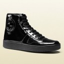 Gucci Black Soft Patent Leather High-top Sneaker