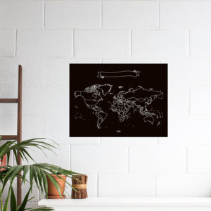 chalk board world map